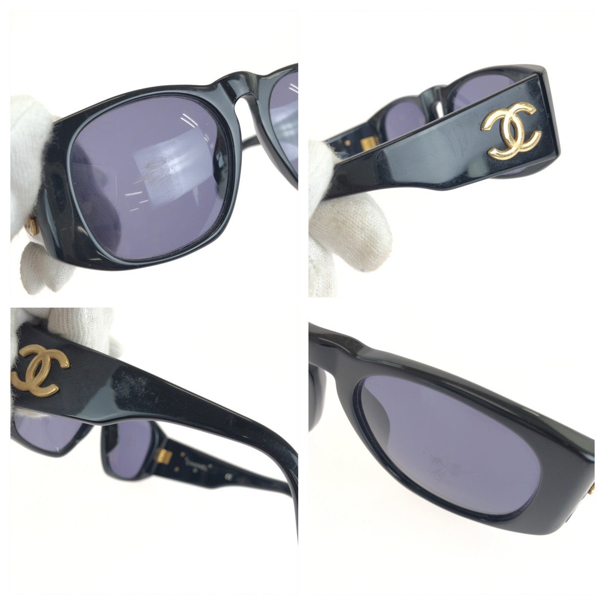 CHANEL シャネル ココマーク ブラック 黒 ゴールド金具 プラスチック / メタル サングラス ウェリントン レディース AB