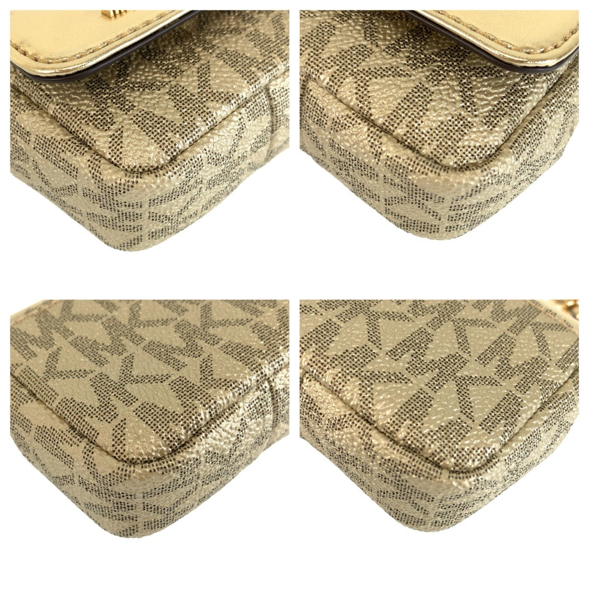 Michael Kors マイケルコース ジェットセット チャーム ベージュ ゴールド ゴールド金具 レザー / PVCコーティングキャンバス 32F2GT9N5M エアポッズケース AirPodsケース レディース A