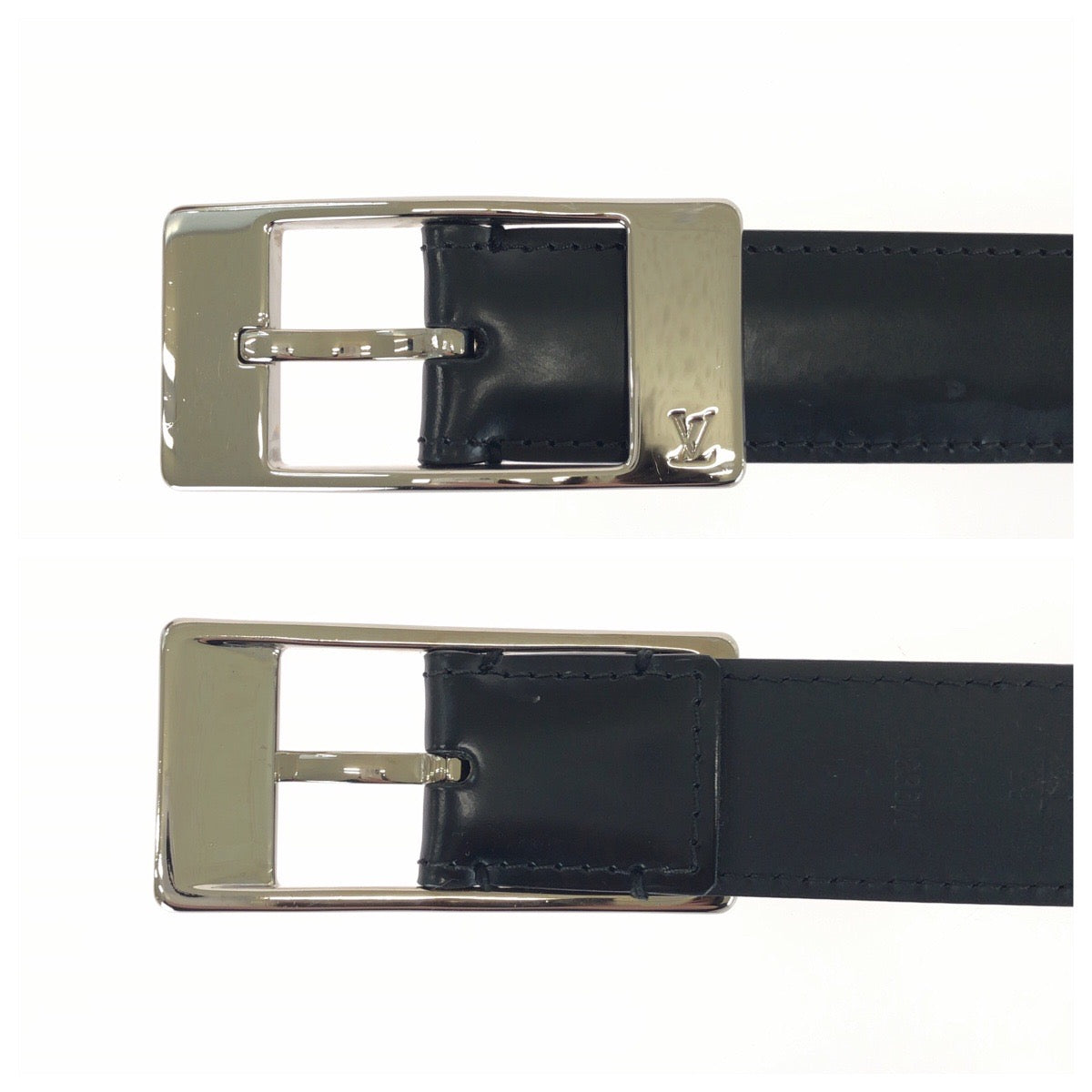 LOUIS VUITTON ルイヴィトン サンチュール・ミラージュ サイズ85cm/34インチ ブラック 黒 シルバー金具 レザー M9831 ベルト メンズ ABP