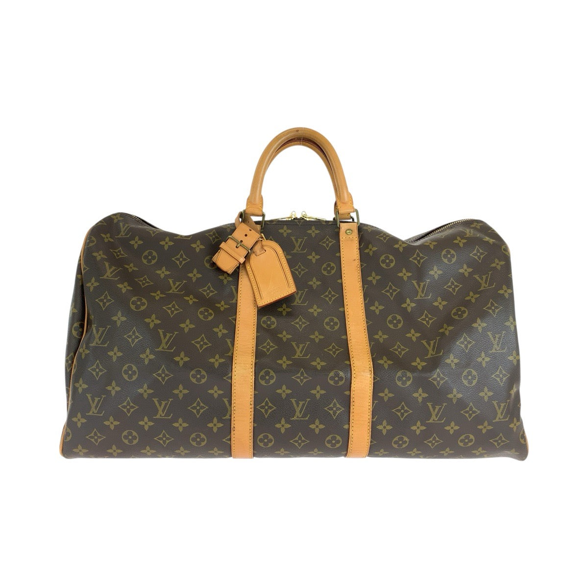 LOUIS VUITTON ルイヴィトン モノグラム キーポル55 ブラウン ゴールド金具 PVC / レザー M41424 ボストンバッグ 旅行バッグ レディース B