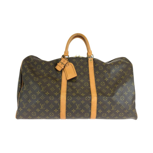 LOUIS VUITTON ルイヴィトン モノグラム キーポル55 ブラウン ゴールド金具 PVC / レザー M41424 ボストンバッグ 旅行バッグ レディース B