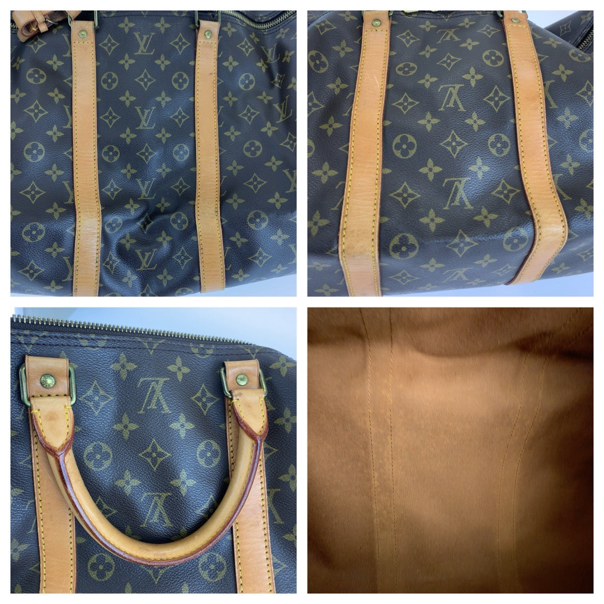 LOUIS VUITTON ルイヴィトン モノグラム キーポル55 ブラウン ゴールド金具 PVC / レザー M41424 ボストンバッグ 旅行バッグ レディース B