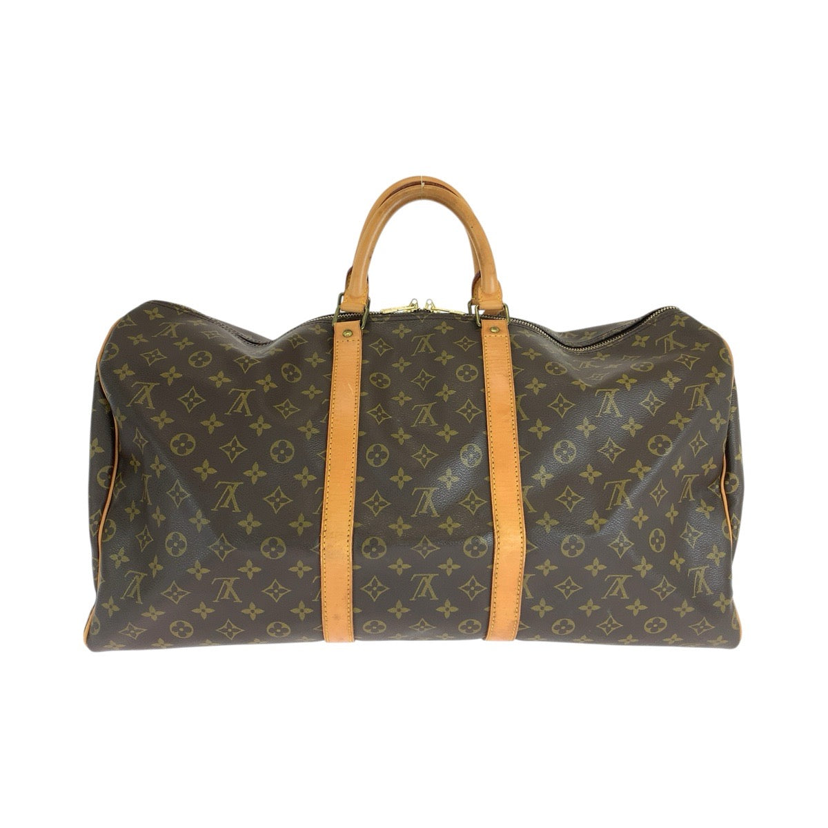 LOUIS VUITTON ルイヴィトン モノグラム キーポル55 ブラウン ゴールド金具 PVC / レザー M41424 ボストンバッグ 旅行バッグ レディース B