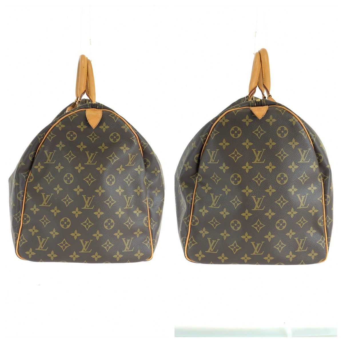 LOUIS VUITTON ルイヴィトン モノグラム キーポル55 ブラウン ゴールド金具 PVC / レザー M41424 ボストンバッグ 旅行バッグ レディース B