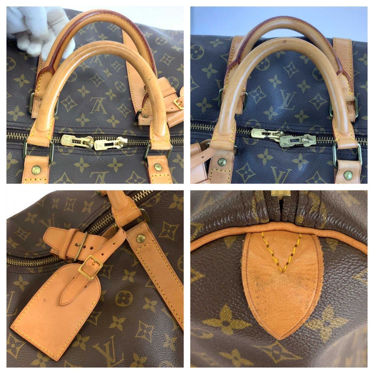 LOUIS VUITTON ルイヴィトン モノグラム キーポル55 ブラウン ゴールド金具 PVC / レザー M41424 ボストンバッグ 旅行バッグ レディース B