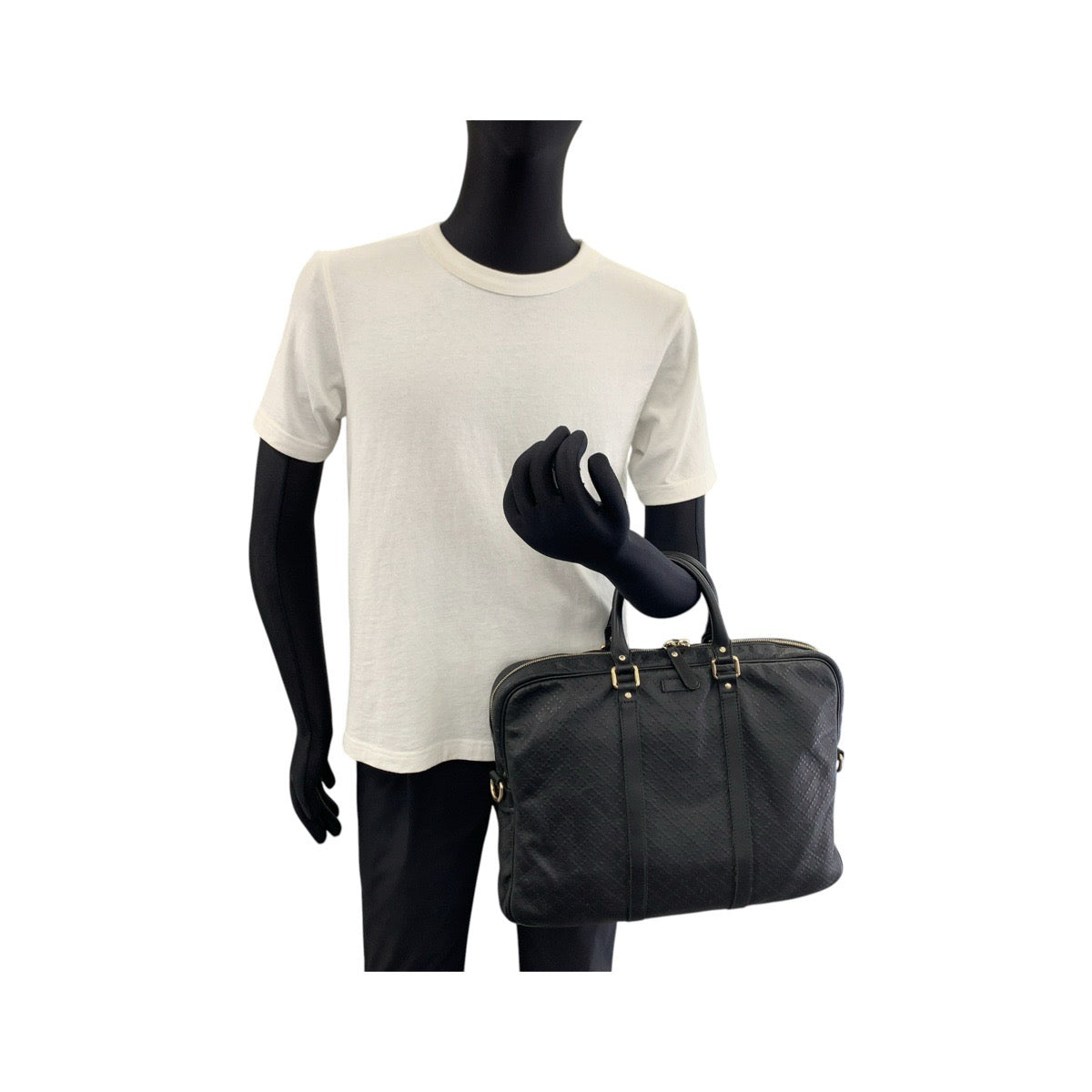GUCCI グッチ ディアマンテ ブラック 黒 ゴールド金具 レザー 208463 ビジネスバッグ ブリーフケース メンズ ABP
