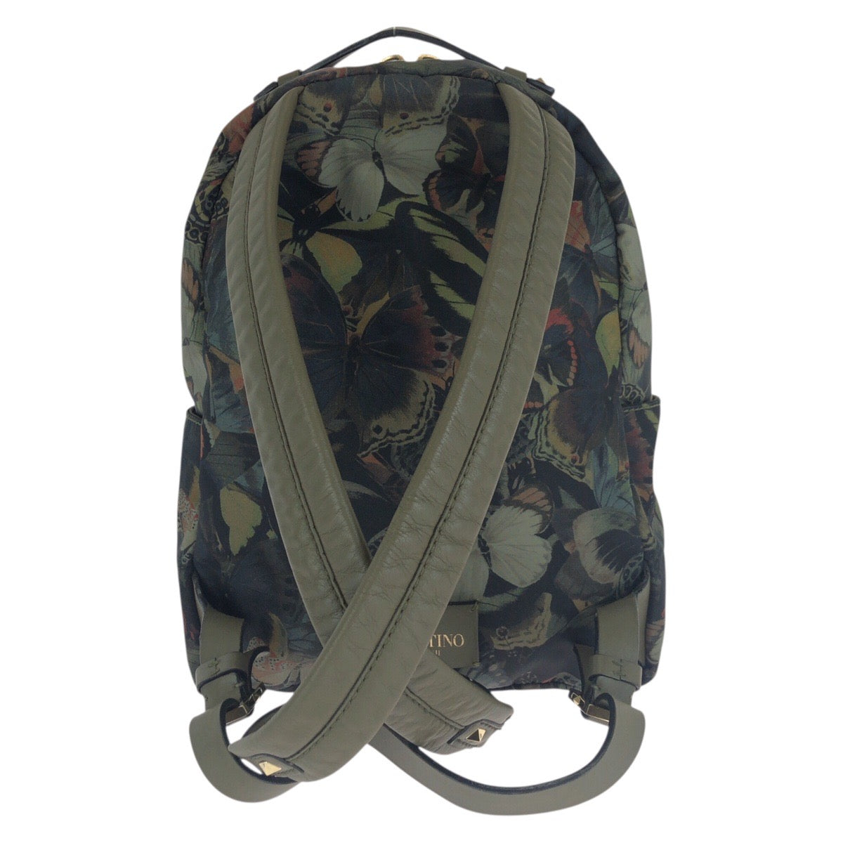 VALENTINO ヴァレンティノ カムバタフライ ロックスタッズ グリーン ゴールド金具 ナイロン / レザー リュックサック バックパック レディース ABP