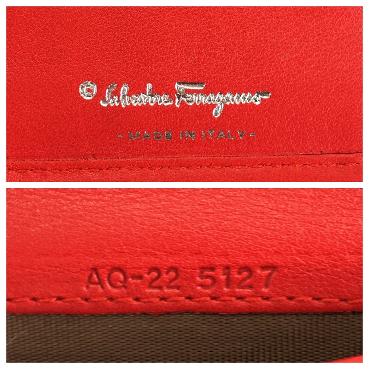 Salvatore Ferragamo サルヴァトーレフェラガモ ガンチーニ 2way チェーンウォレット レッド シルバー金具 レザー 長財布 ショルダーバッグ レディース B