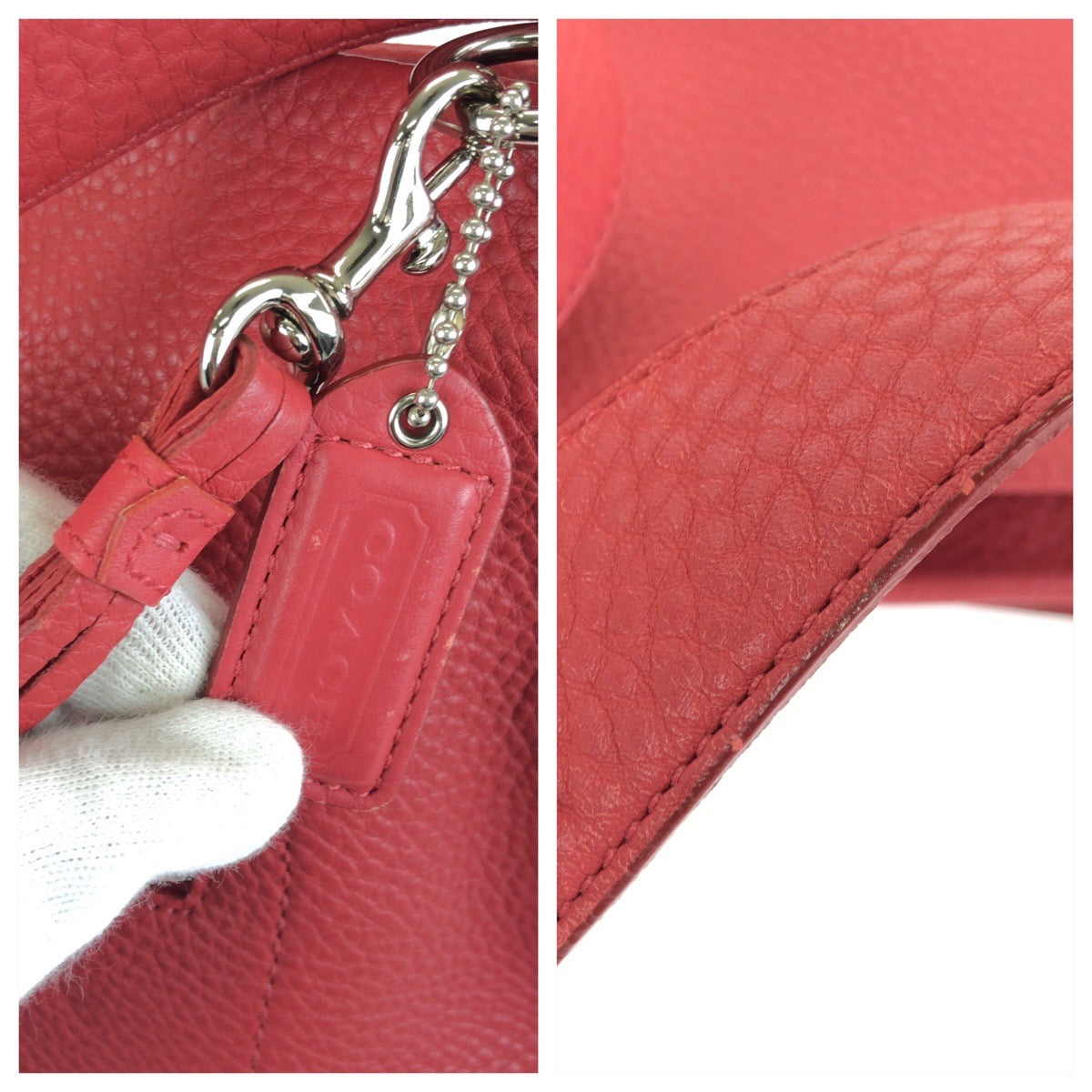 COACH コーチ エルゴ スモール プリーツ ホーボー ピンク サーモンピンク シルバー金具 レザー F07390 ショルダーバッグ レディース ABP