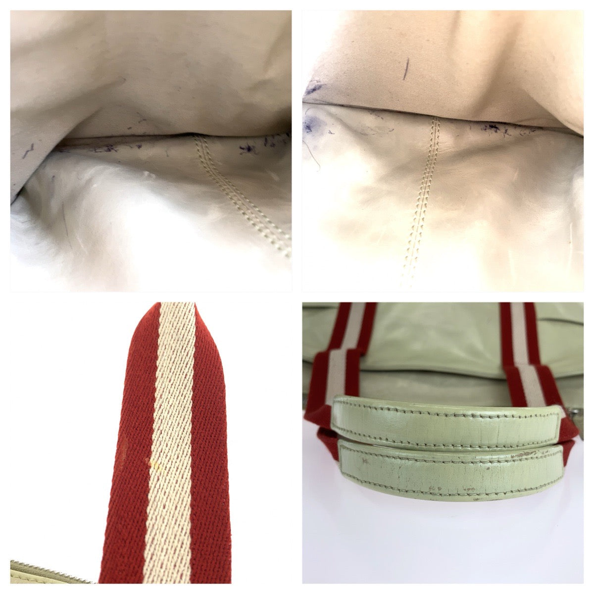 BALLY バリー テッラベラ トレインスポッティング ホワイト レッド シルバー金具 レザー トートバッグ ショルダーバッグ レディース AB
