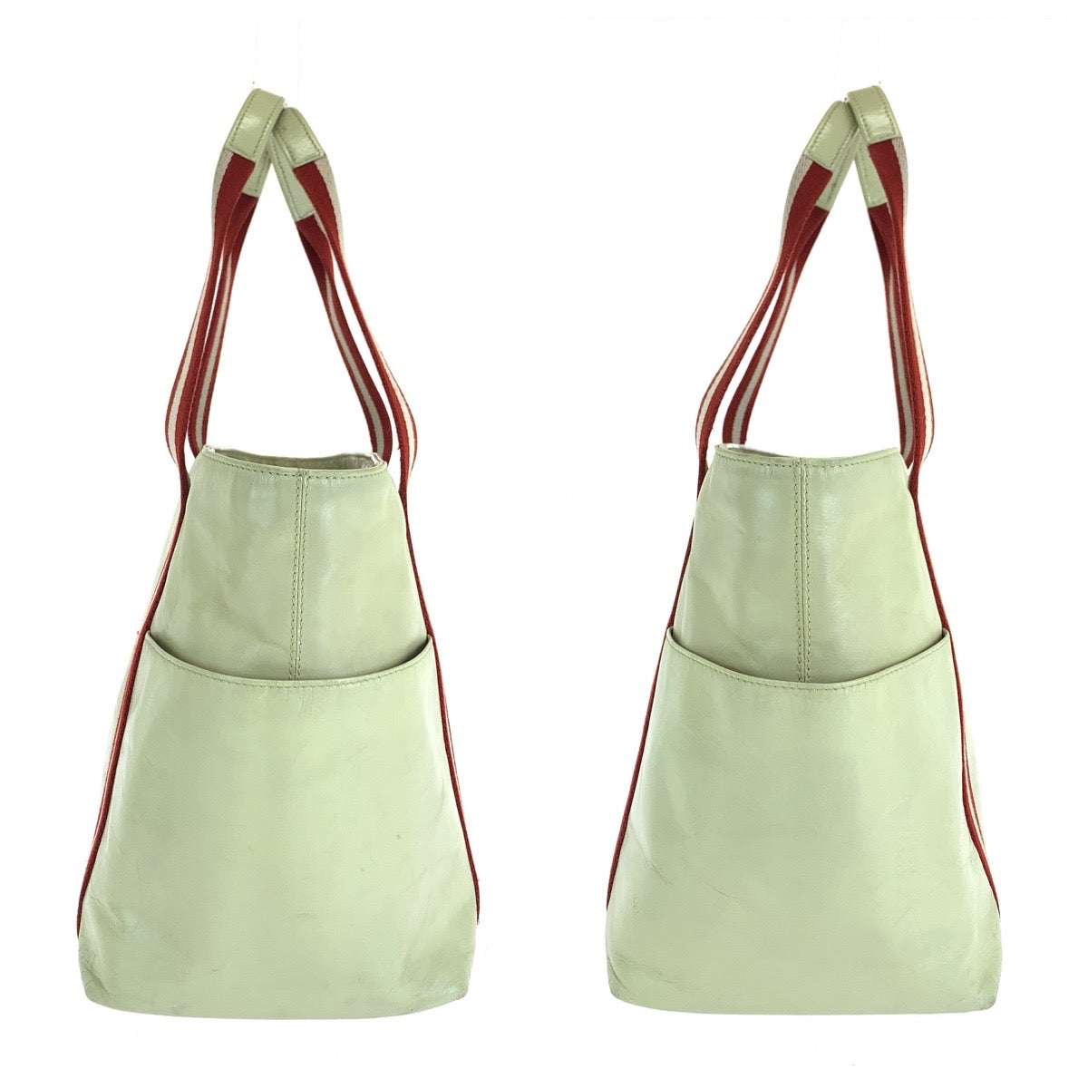 BALLY バリー テッラベラ トレインスポッティング ホワイト レッド シルバー金具 レザー トートバッグ ショルダーバッグ レディース AB