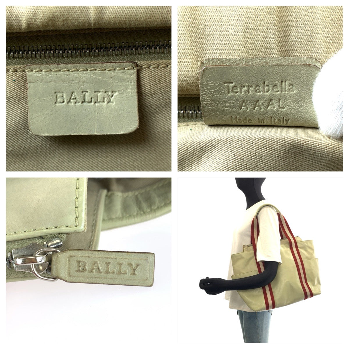 BALLY バリー テッラベラ トレインスポッティング ホワイト レッド シルバー金具 レザー トートバッグ ショルダーバッグ レディース AB