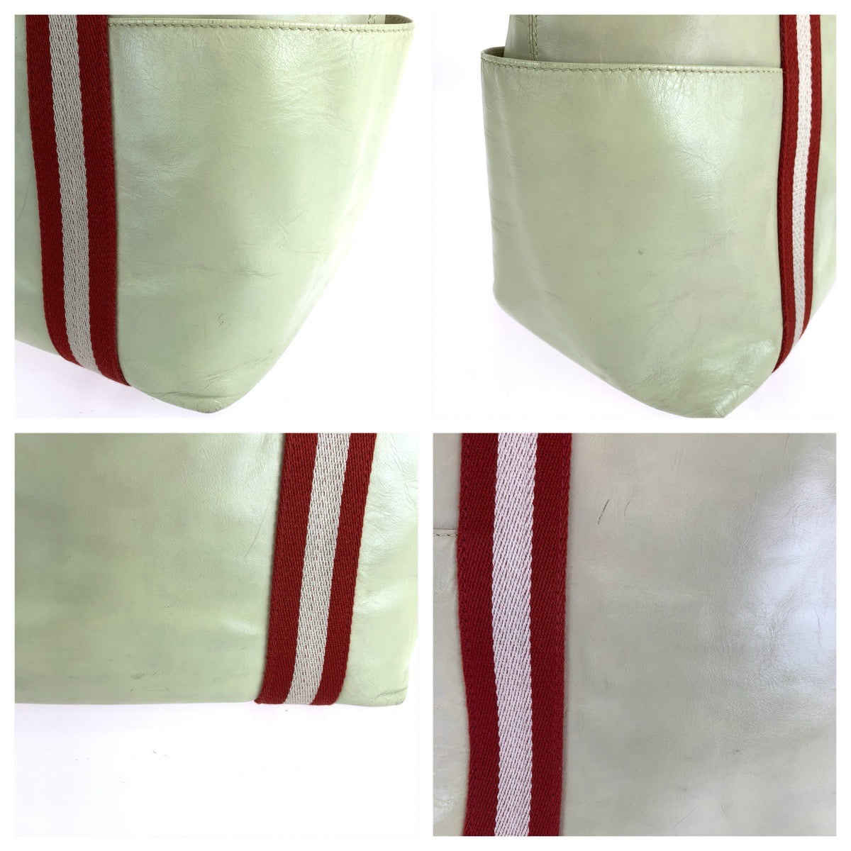BALLY バリー テッラベラ トレインスポッティング ホワイト レッド シルバー金具 レザー トートバッグ ショルダーバッグ レディース AB