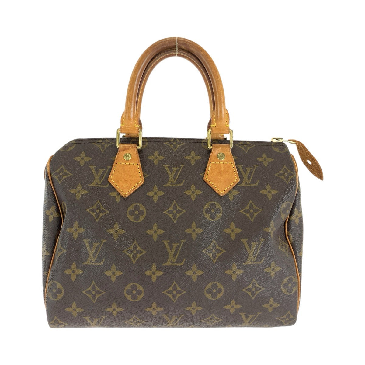 LOUIS VUITTON ルイヴィトン モノグラム スピーディ25 ブラウン ゴールド金具 PVC / レザー M41528 ハンドバッグ ミニボストンバッグ レディース B