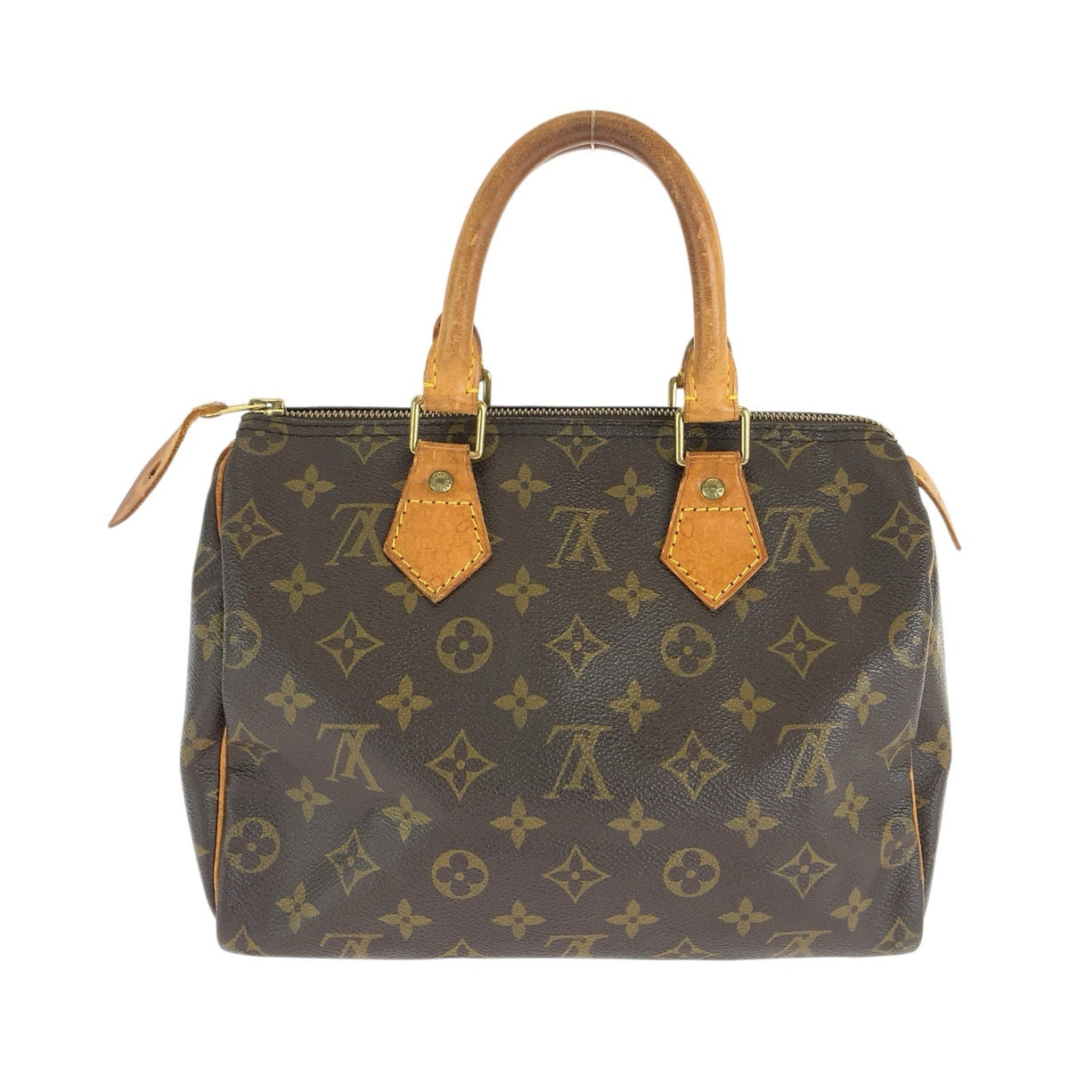 LOUIS VUITTON ルイヴィトン モノグラム スピーディ25 ブラウン ゴールド金具 PVC / レザー M41528 ハンドバッグ ミニボストンバッグ レディース B
