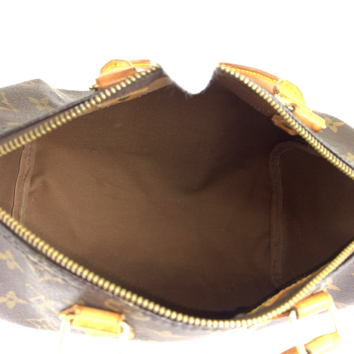 LOUIS VUITTON ルイヴィトン モノグラム スピーディ25 ブラウン ゴールド金具 PVC / レザー M41528 ハンドバッグ ミニボストンバッグ レディース B