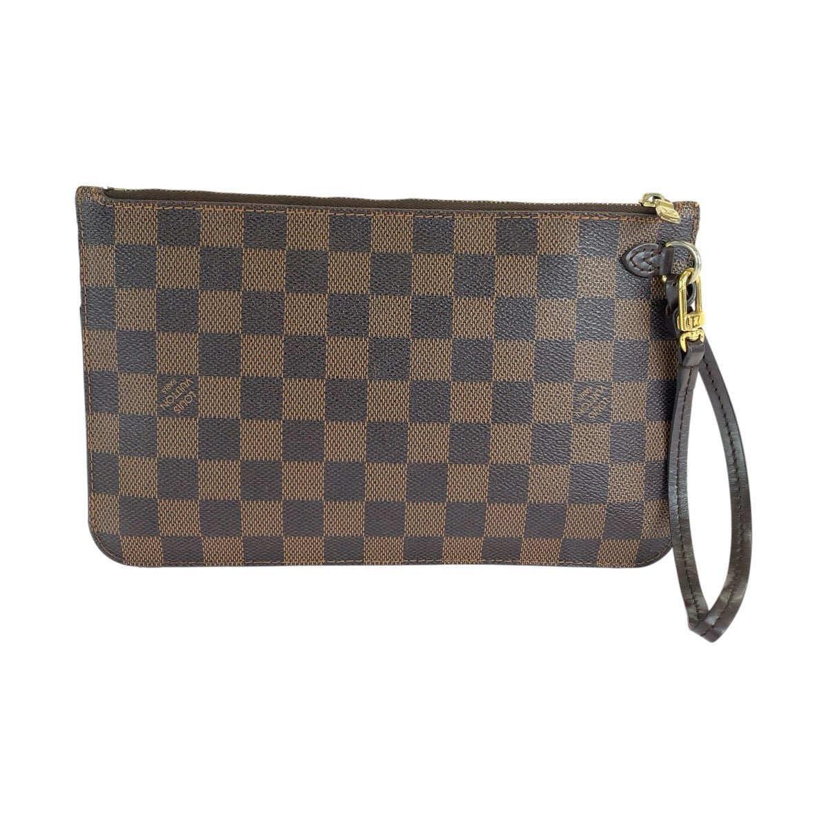 LOUIS VUITTON ルイヴィトン ダミエ ネヴァーフル付属 ブラウン ゴールド金具 PVC ポーチ レディース B
