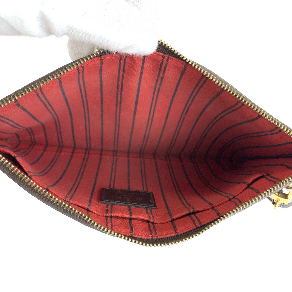 LOUIS VUITTON ルイヴィトン ダミエ ネヴァーフル付属 ブラウン ゴールド金具 PVC ポーチ レディース B