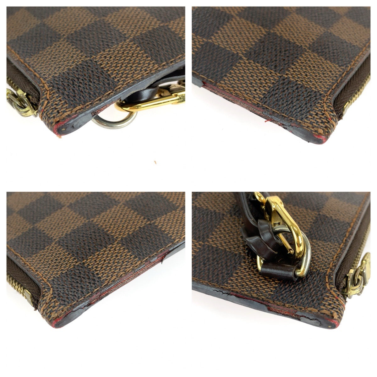 LOUIS VUITTON ルイヴィトン ダミエ ネヴァーフル付属 ブラウン ゴールド金具 PVC ポーチ レディース B