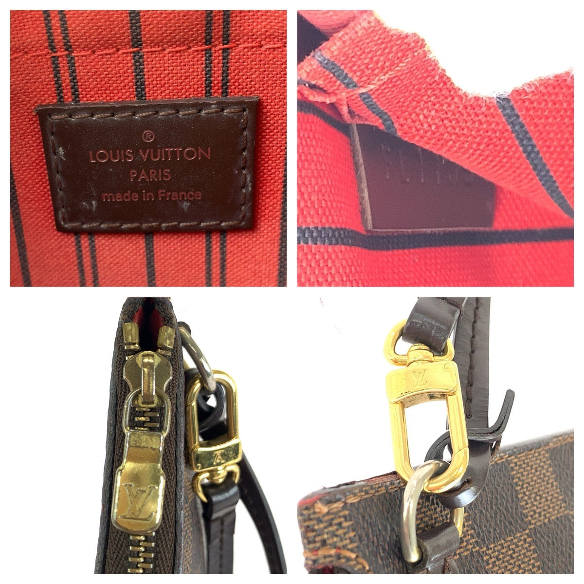 LOUIS VUITTON ルイヴィトン ダミエ ネヴァーフル付属 ブラウン ゴールド金具 PVC ポーチ レディース B