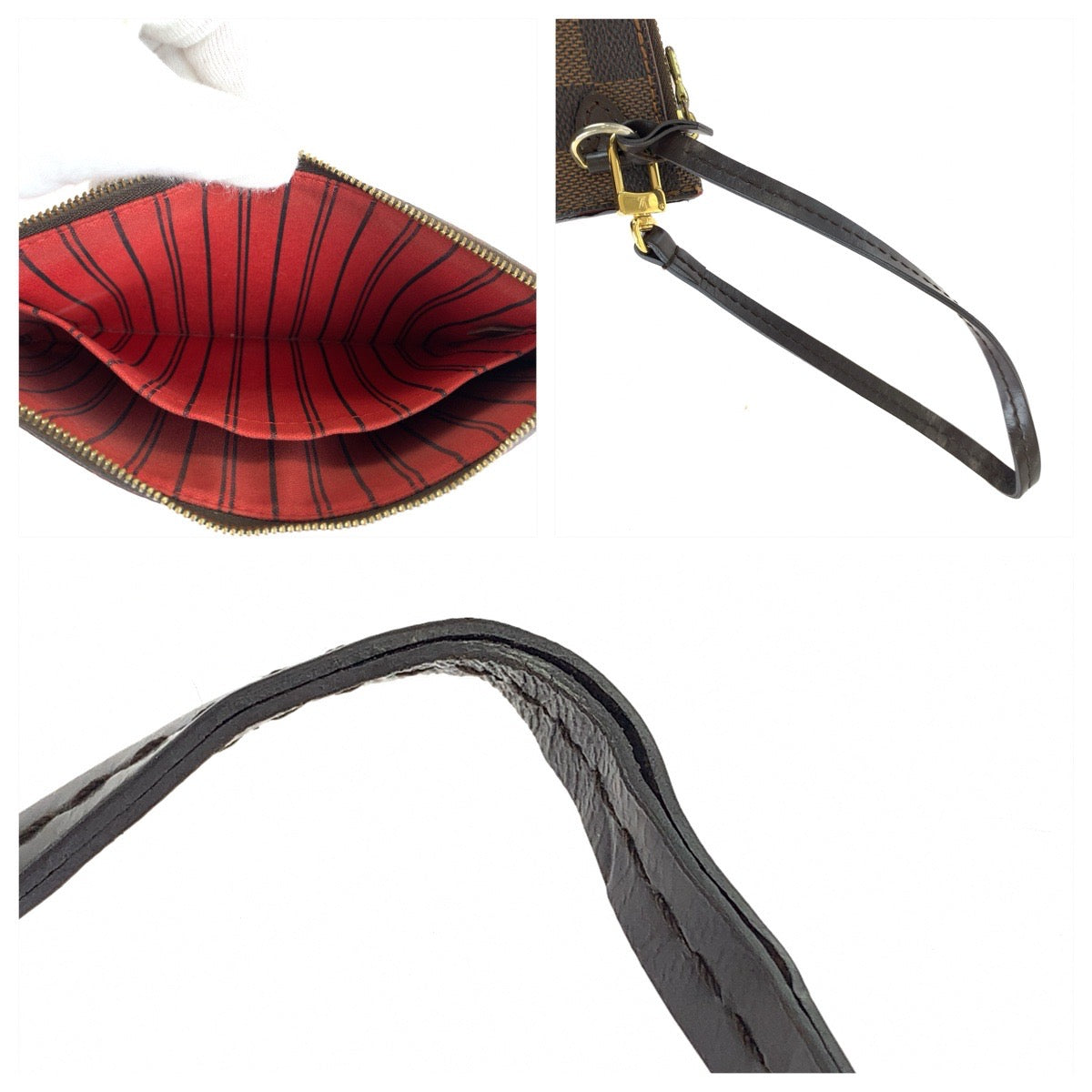 LOUIS VUITTON ルイヴィトン ダミエ ネヴァーフル付属 ブラウン ゴールド金具 PVC ポーチ レディース B