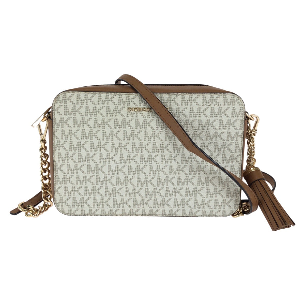 Michael Kors マイケルコース JET SET ITEM LG EW CROSSBODY オフホワイト ブラウン PVC / レザー 32F8GF5M2B ショルダーバッグ レディース A