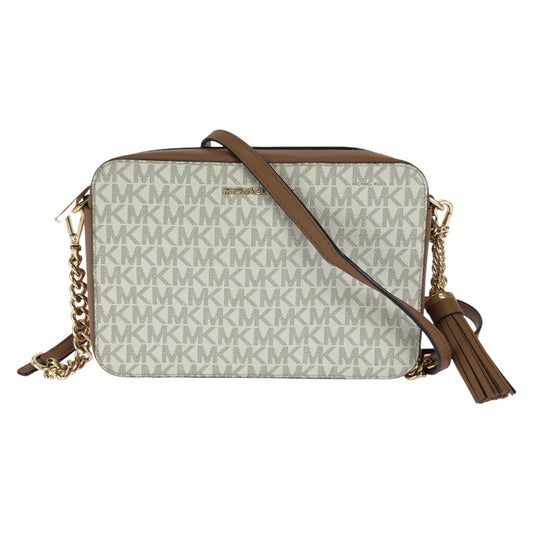 Michael Kors マイケルコース JET SET ITEM LG EW CROSSBODY オフホワイト ブラウン PVC / レザー 32F8GF5M2B ショルダーバッグ レディース A