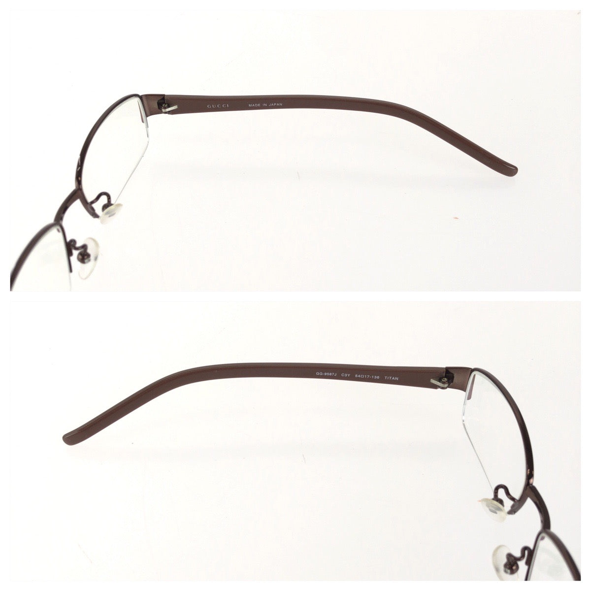 GUCCI グッチ サイズ54□17-136 ブラウン ゴールド金具 チタン / プラスチック GG-9587J C3Y メガネ メガネフレームのみ レディース AB