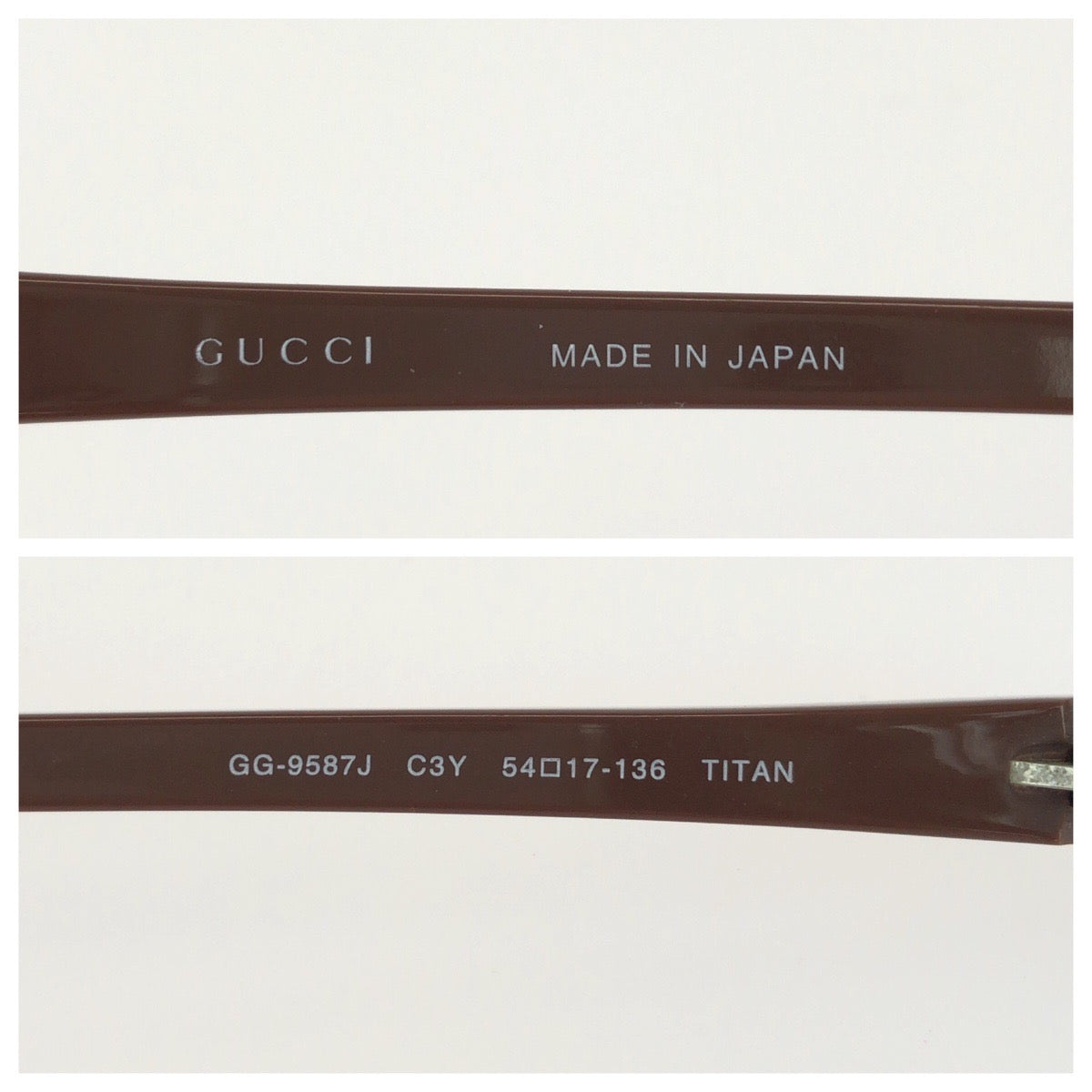 GUCCI グッチ サイズ54□17-136 ブラウン ゴールド金具 チタン / プラスチック GG-9587J C3Y メガネ メガネフレームのみ レディース AB