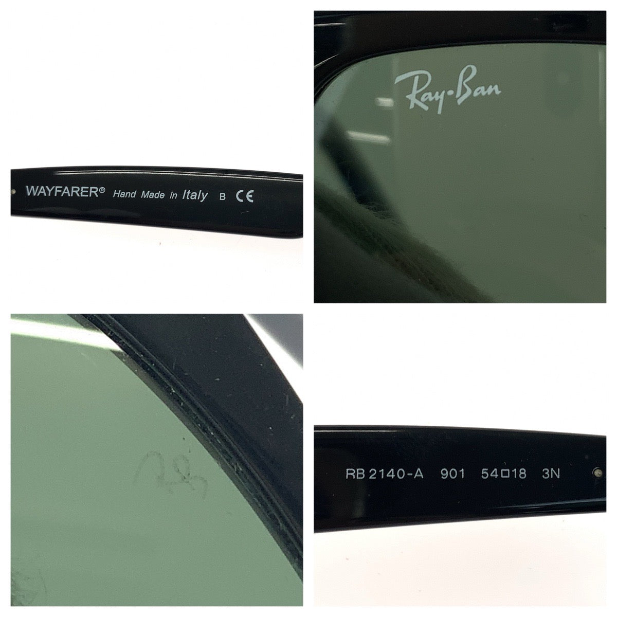 Ray-Ban レイバン ウェイファーラー アジアンモデル サイズ54□18 3N ブラック 黒 シルバー金具 プラスチック RB 2140-A 901 サングラス 男女兼用 ウェリントン レディース AB