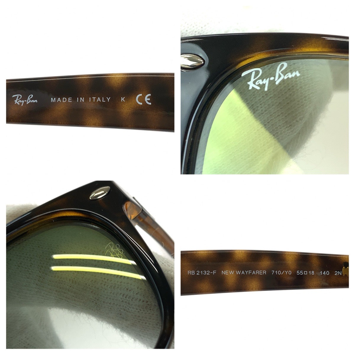 Ray-Ban レイバン NEW WAYFARER アジアンフィットモデル ハバナ サイズ55□18 140 2N ブラウン シルバー金具 プラスチック RB2132-F サングラス 男女兼用 ウェリントン レディース ABP
