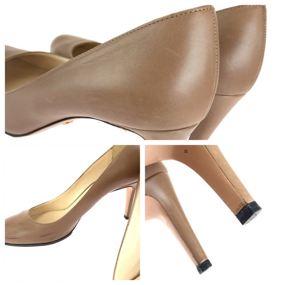 PRADA プラダ サイズ 37 2/1 ベージュ レザー パンプス レディース B