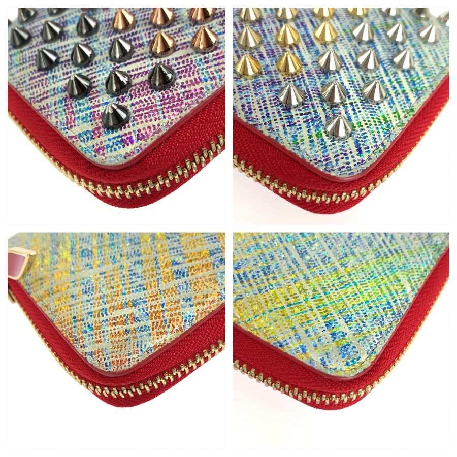 Christian Louboutin クリスチャンルブタン パネトーネ スパイクスタッズ マルチカラー レザー / メタル コインケース 男女兼用 レディース AB