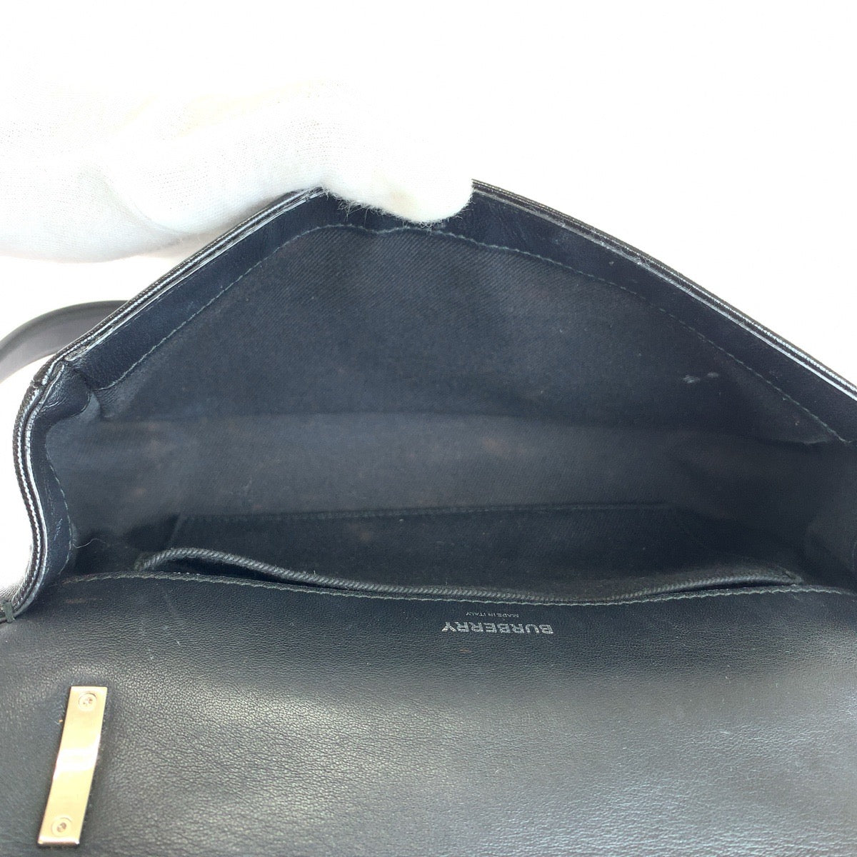 BURBERRY バーバリー ローラ TB キルティング ブラック 黒 シルバー金具 レザー / コットン ショルダーバッグ ポシェット レディース ABP