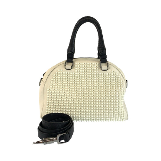 Christian Louboutin クリスチャンルブタン パネトーネ ホワイト クリーム シルバー金具 レザー / メタル ハンドバッグ ショルダーバッグ 2WAY レディース AB