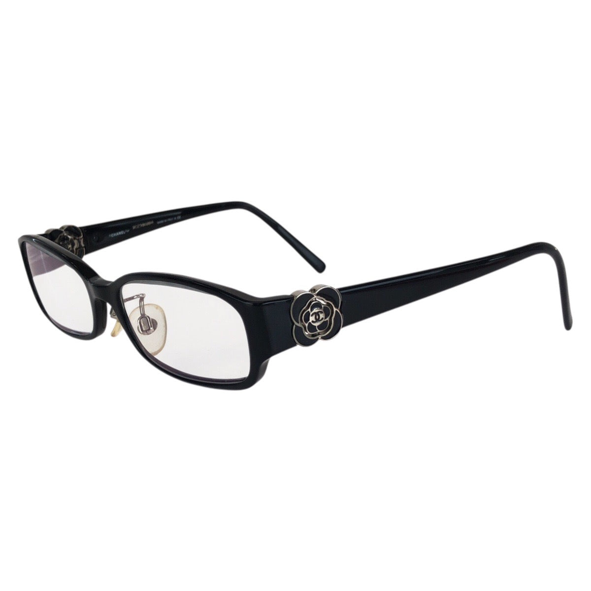 CHANEL シャネル カメリア ココマーク サイズ53□16 130 ブラック 黒 シルバー金具 プラスチック / メタル 3131-N c.501 メガネ メガネフレームのみ レディース AB
