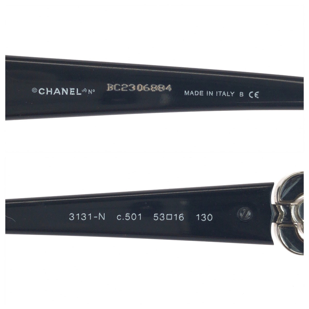 CHANEL シャネル カメリア ココマーク サイズ53□16 130 ブラック 黒 シルバー金具 プラスチック / メタル 3131-N c.501 メガネ メガネフレームのみ レディース AB