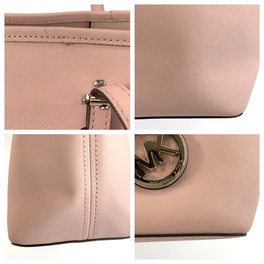 Michael Kors マイケルコース ジェットセットトラベル ピンク シルバー金具 レザー トートバッグ ショルダーバッグ レディース AB