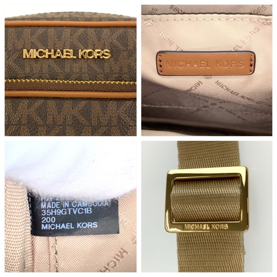 Michael Kors マイケルコース ジェットセットトラベル ブラウン ゴールド金具 PVC 35H9GTVC1B ショルダーバッグ ポシェット レディース A