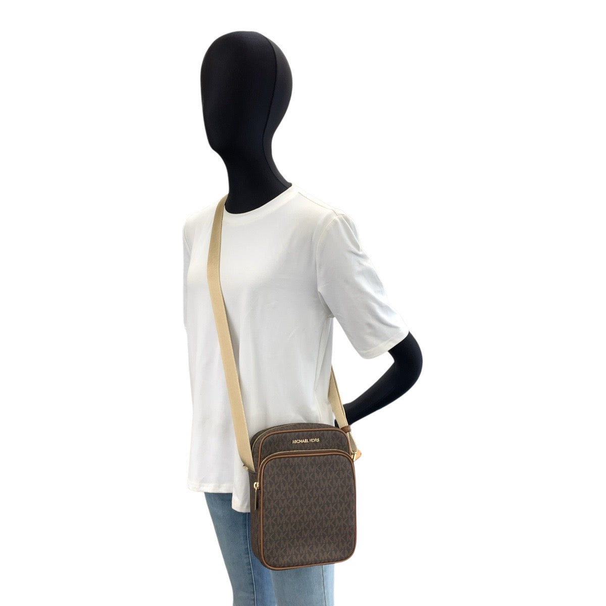 Michael Kors マイケルコース ジェットセットトラベル ブラウン ゴールド金具 PVC 35H9GTVC1B ショルダーバッグ ポシェット レディース A