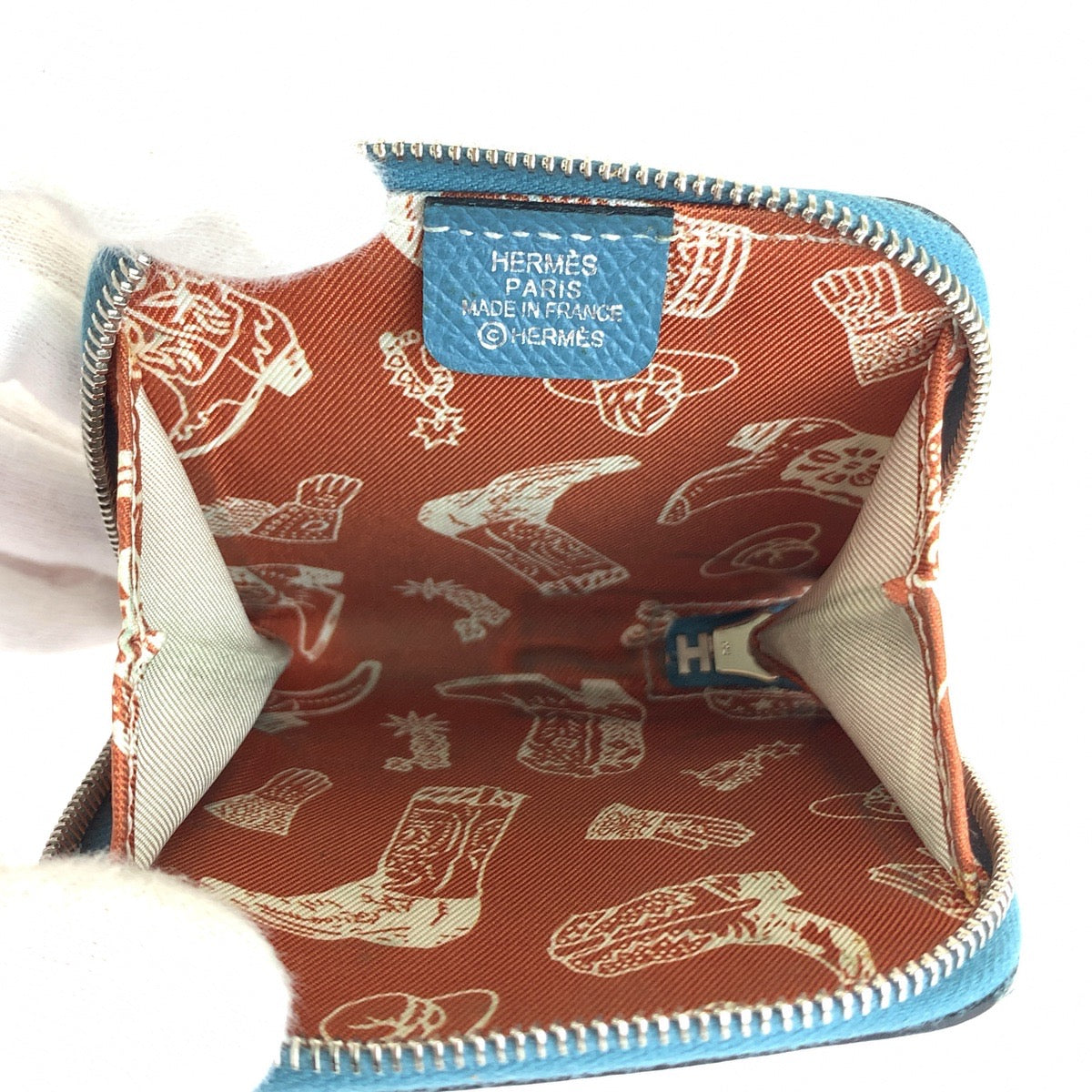 HERMES エルメス アザップ ブルー ニューブルージーン シルバー金具 ヴォーエプソン コインケース 小銭入れ 男女兼用 B刻印 レディース ABP