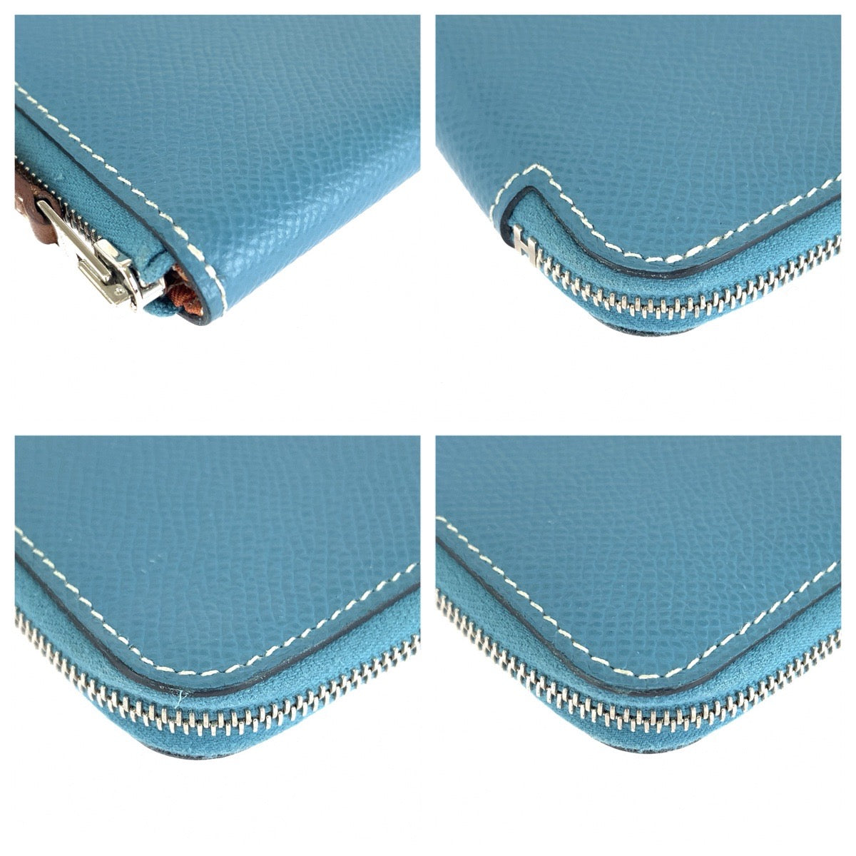 HERMES エルメス アザップ ブルー ニューブルージーン シルバー金具 ヴォーエプソン コインケース 小銭入れ 男女兼用 B刻印 レディース ABP