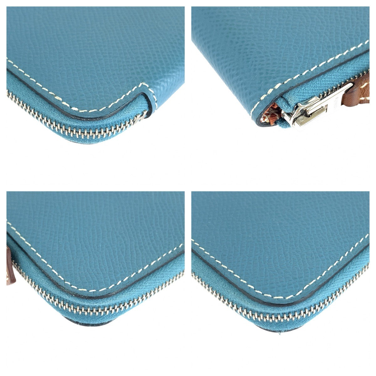 HERMES エルメス アザップ ブルー ニューブルージーン シルバー金具 ヴォーエプソン コインケース 小銭入れ 男女兼用 B刻印 レディース ABP