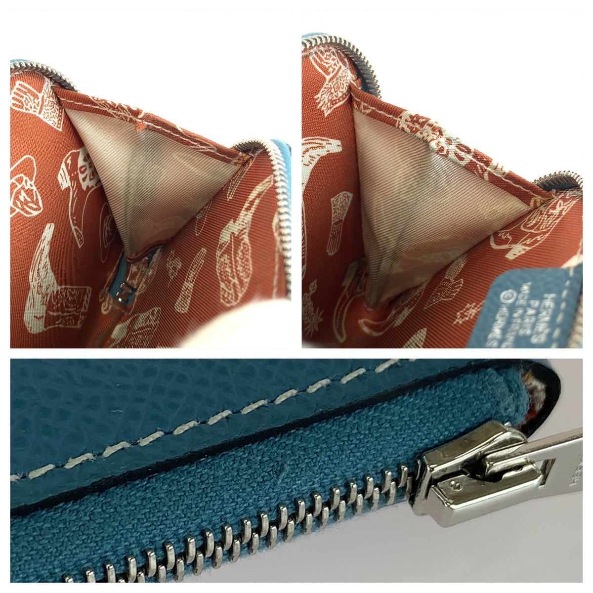 HERMES エルメス アザップ ブルー ニューブルージーン シルバー金具 ヴォーエプソン コインケース 小銭入れ 男女兼用 B刻印 レディース ABP