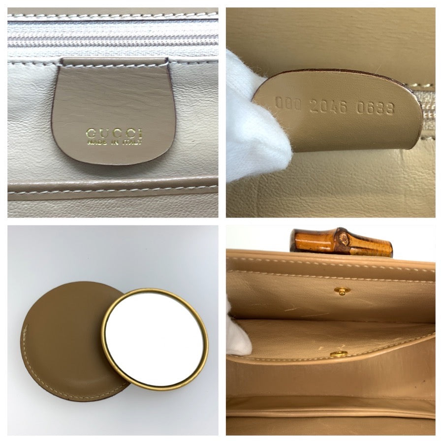 GUCCI グッチ ヴィンテージ バンブー ベージュ ゴールド金具 レザー 000 2046 0633 ハンドバッグ ショルダーバッグ 2way レディース AB