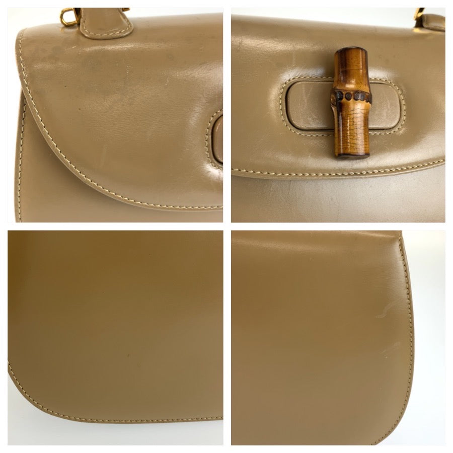GUCCI グッチ ヴィンテージ バンブー ベージュ ゴールド金具 レザー 000 2046 0633 ハンドバッグ ショルダーバッグ 2way レディース AB