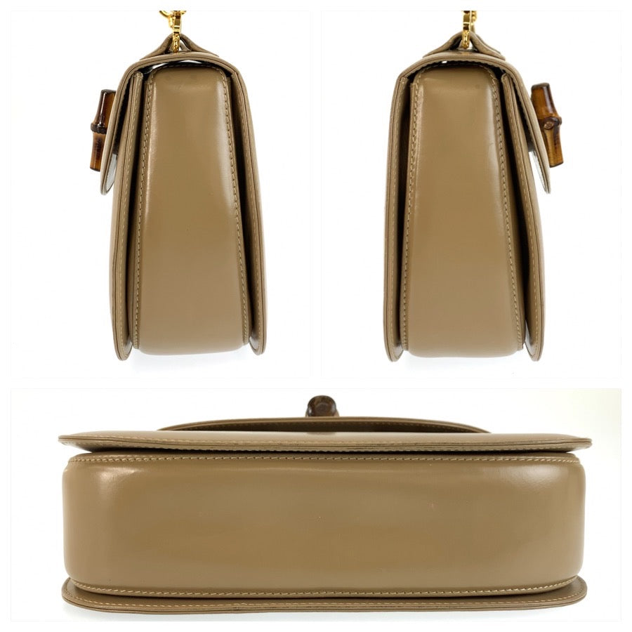 GUCCI グッチ ヴィンテージ バンブー ベージュ ゴールド金具 レザー 000 2046 0633 ハンドバッグ ショルダーバッグ 2way レディース AB