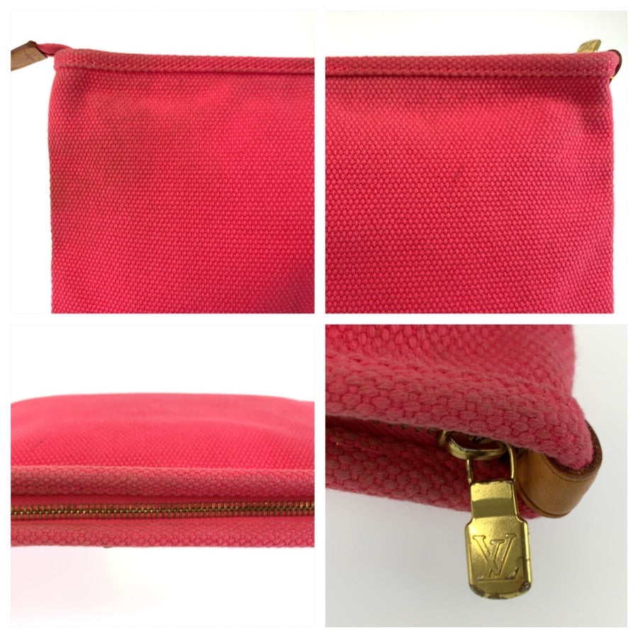 LOUIS VUITTON ルイヴィトン アンティグア ポシェットプラットGM ピンク ゴールド金具 キャンバス M40065 クラッチバッグ ポーチ レディース AB13
