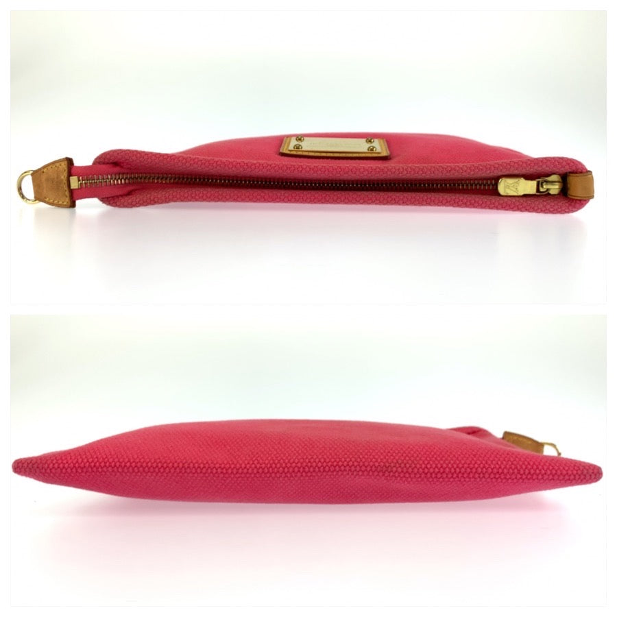 LOUIS VUITTON ルイヴィトン アンティグア ポシェットプラットGM ピンク ゴールド金具 キャンバス M40065 クラッチバッグ ポーチ レディース AB13
