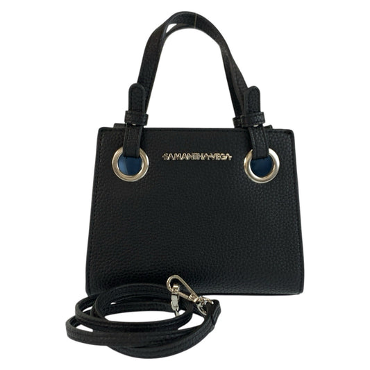 Samantha Vega サマンサベガ ブラック 黒 ブルー シルバー金具 レザー ハンドバッグ ショルダーバッグ 2way レディース A9